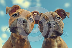 Portrait of two boxers looking at the camera