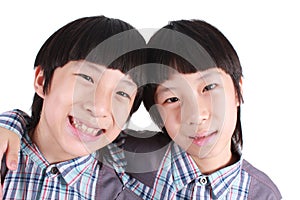 Portrait of two boys, twins. photo