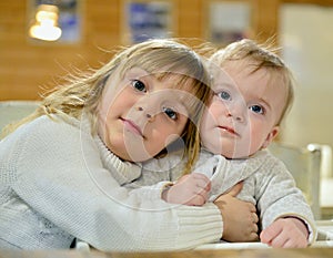 Portrait of two cute little sisters.