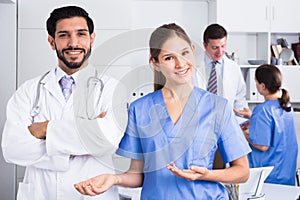 Portrait of two doctors in medical office