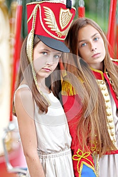 Portrait of two girls in the style