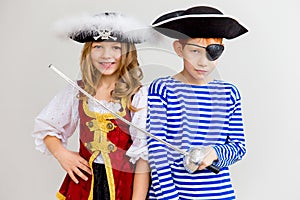 Kids in a pirate costume