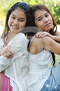 Portrait of two lovely Thai girls