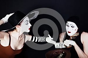 Portrait of two mimes