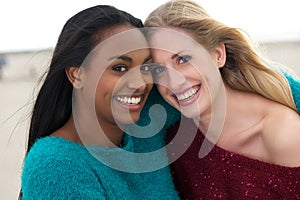 Portrait of Two Multicultural Girls Smiling