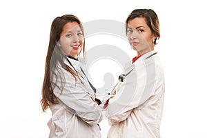 Portrait of two successful female doctor and nurse