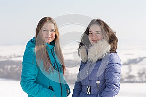 Portrait of two teenager girls