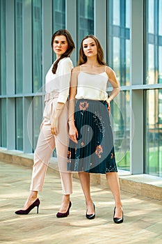 Portrait of two young business women