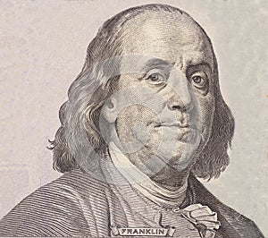 Portrait of U.S. president Benjamin Franklin