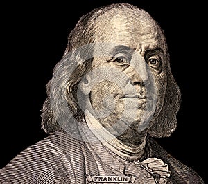 Portrait of U.S. president Benjamin Franklin