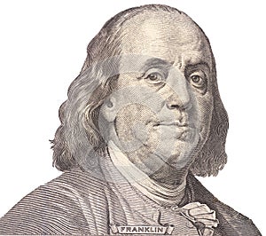 Portrait of U.S. president Benjamin Franklin photo
