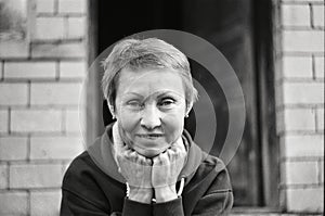 portrait of a Ukrainian girl black and white photo