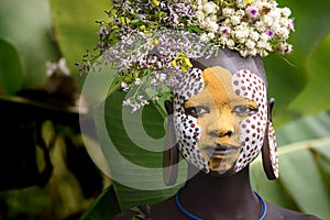 Portrait of unidentified Surmi woman