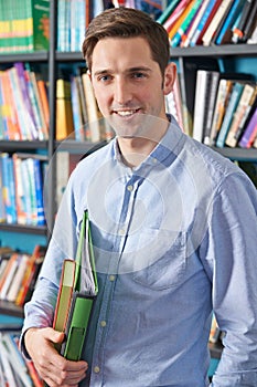 Portrait Of University Student In Library