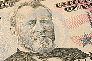 Portrait of US president Ulysses Simpson Grant on a dollar bill