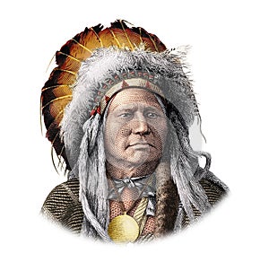 Portrait from USA Running Antelope, Indian Chief