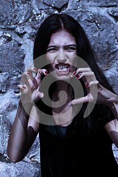 Portrait vampire at a moonlight