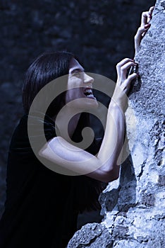 Portrait vampire at a moonlight