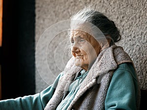 Portrait of a very old wrinkled woman