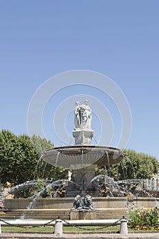 Portrait view of Fountain at La Rotonde in Aix-en-Provence