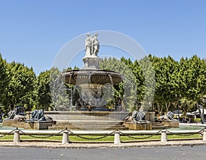 Portrait view of Fountain at La Rotonde in Aix-en-Provence