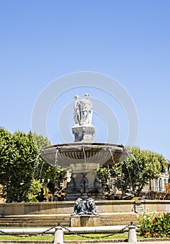 Portrait view of Fountain at La Rotonde in Aix-en-Provence