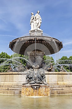 Portrait view of Fountain at La Rotonde in Aix-en-Provence