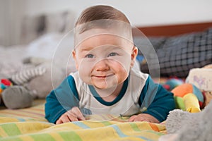 Portrait view of happy cute smiling baby boy