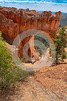 Portrait view of Natural Bridge in Bryce Canyon National Park in Utah