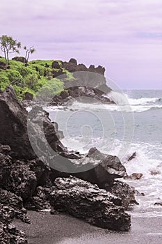 Portrait View of the Rugged Maui Coast in the Evening Light