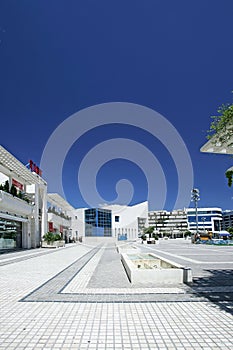 Portrait view of stunning main square in Puerto Banus, southern Spain photo