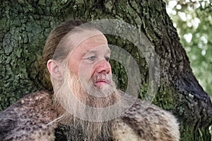 Portrait of a Viking warrior with a long beard