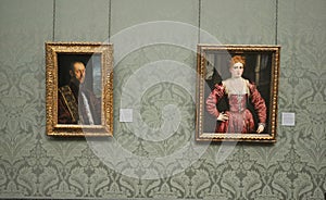 Portrait of Vincenzo Morosini Jacopo Tintoretto and Portrait of a Young Woman Paris Bordone