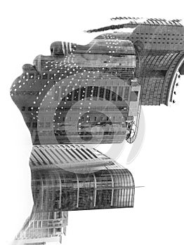 A portrait with visual illusion in black and white