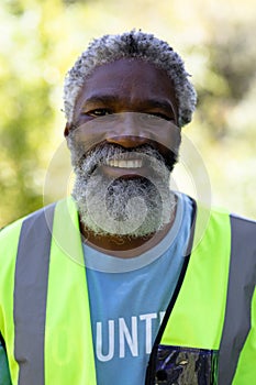Portrait of a volunteer senior African American man