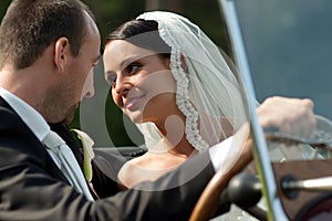 Portrait of wedding couple