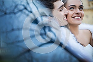 Portrait of wedding couple