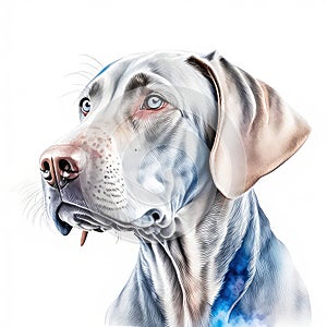 Portrait of a Weimaraner dog on a white background AI generated animal ai