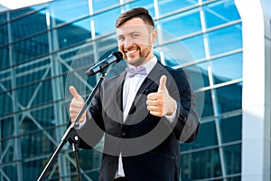 Portrait of well-dressed man on the contemporary photo