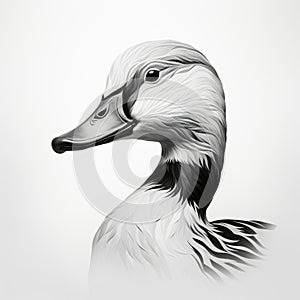 Digital Gradient Blends: Hyper-realistic Duck Illustration In Svg Style