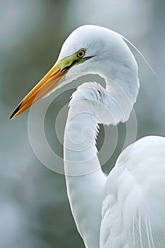 Portrait of a white Great egret (Ardea alba