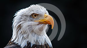 Portrait of White-headed Eagle on black isolated background