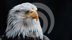 Portrait of White-headed Eagle on black isolated background