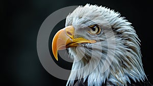 Portrait of White-headed Eagle on black isolated background