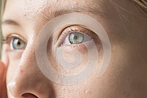 Portrait of white woman closeup on eyes