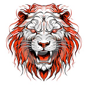 Portrait of wicked lion. Tattoo and t-shirt template