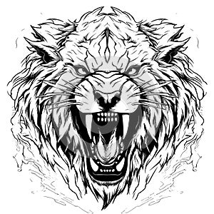 Portrait of wicked lion. Tattoo and t-shirt template