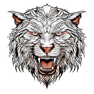 Portrait of wicked lion. Tattoo and t-shirt template