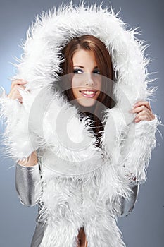Portrait of a winter woman, fantasy fashion