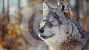 portrait of Wolf angry in the forest